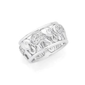 Silver+Pave+CZ+Elephant+Ring