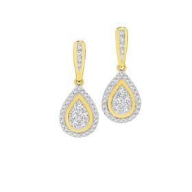 Limited+Edition+9ct+Gold+Diamond+Pear+Shape+Earrings