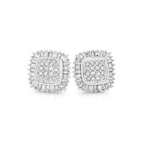 9ct-White-Gold-Diamond-Cluster-Framed-Stud-Earrings on sale