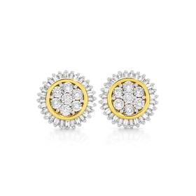 9ct+Gold+Diamond+Cluster+Stud+Earrings