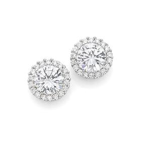 9ct-Gold-Cubic-Zirconia-Round-Framed-Stud-Earrings on sale