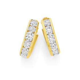 9ct-Gold-Cubic-Zirconia-Hoop-Earrings on sale