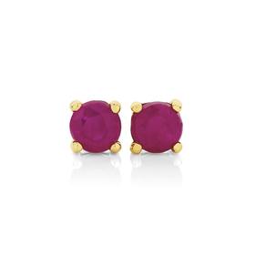 9ct+Gold+Natural+Ruby+Stud+Earrings