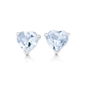 9ct-White-Gold-Aquamarine-Heart-Stud-Earrings on sale