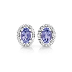 9ct-Gold-Tanzanite-Diamond-Stud-Earrings on sale