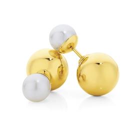 9ct+Gold+Cultured+Freshwater+Pearl+Stud+Earrings