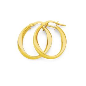 9ct+Gold+Slight+Twist+Oval+Hoop+Earrings