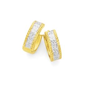 9ct-Gold-Two-Tone-Huggie-Earrings on sale