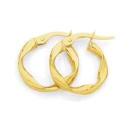 9ct+Gold+Twist+Hoop+Earrings