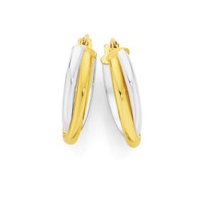 9ct-Gold-Two-Tone-Double-Oval-Hoop-Earrings on sale