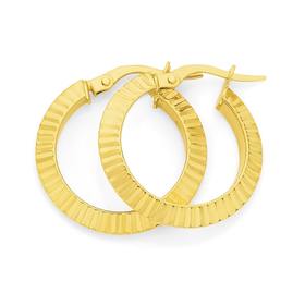 9ct+Gold+Grooved+Knife+Edge+Hoop+Earrings