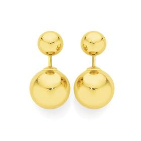 9ct+Gold+Duo+Ball+Stud+Earrings