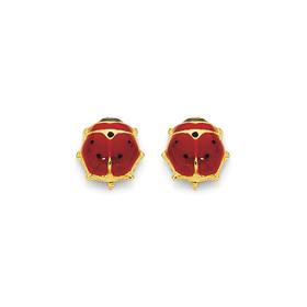 9ct-Gold-Enamel-Lady-Bug-Stud-Earrings on sale