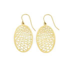 9ct-Gold-Oval-Convex-Drop-Earrings on sale