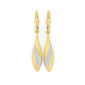 9ct+Gold+Two+Tone+Pointed+Drop+Earrings