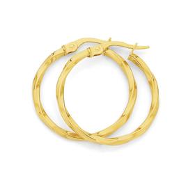 9ct+Gold+Twist+Hoop+Earrings