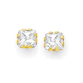 9ct+Gold+CZ+Stud+Earrings