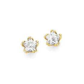 9ct+Gold+CZ+Star+Stud+Earrings