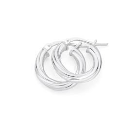 Silver+3X10mm+Twist+Tube+Hoop+Earrings