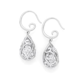 Silver+CZ+Inside+Scroll+Teardrop+Cage+Earrings