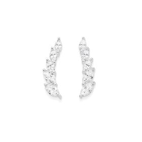 Sterling+Silver+Marquise+Cubic+Zirconia+Earcurve+Earrings