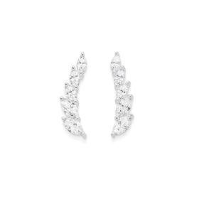 Silver-Marquise-Cubic-Zirconia-Earcurve-Earrings on sale