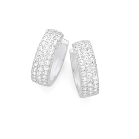 Silver-15mm-Half-CZ-Hoop-Earrings on sale