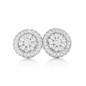 Silver-CZ-Flower-In-CZ-Circle-Stud-Earrings on sale