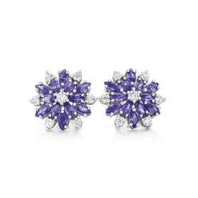 Silver+Violet+CZ+Cluster+Snowflake+Studs