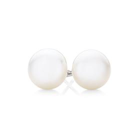 Silver-10X105mm-Button-Cultured-Freshwater-Pearl-Stud-Earrings on sale