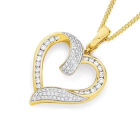 9ct-Gold-Diamond-Heart-Pendant on sale