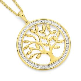 9ct-Gold-Diamond-Tree-of-Life-Circle-Pendant on sale