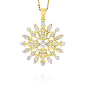 9ct+Gold+Diamond+Starburst+Pendant