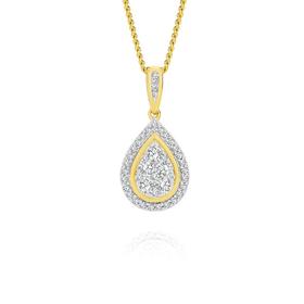 Limited+Edition+9ct+Gold+Diamond+Pear+Shape+Pendant