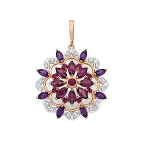 9ct+Rose+Gold+Ruby%2C+Amethyst%2C+Rhodolite+Garnet+%26amp%3B+Diamond+Starburst+Enhancer+Pendant