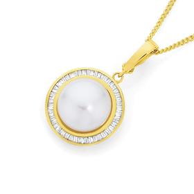 9ct+Gold+Cultured+Freshwater+Pearl+%26amp%3B+Diamond+Enhancer