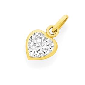 9ct+Gold+CZ+Heart+Charm