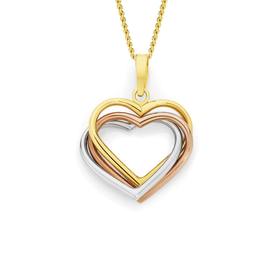 9ct-Gold-Tri-Tone-Open-Heart-Pendant on sale