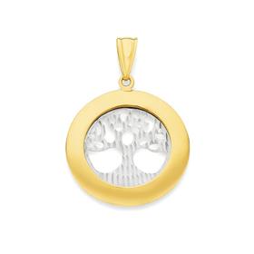 9ct+Gold+Two+Tone+Tree+of+Life+Pendant