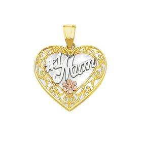 9ct+Tri+Tone+%231+Mum+Heart+Pendant