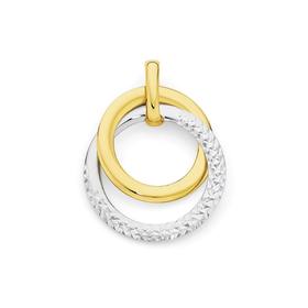 9ct+Gold+Two+Tone+Double+Ring+Pendant