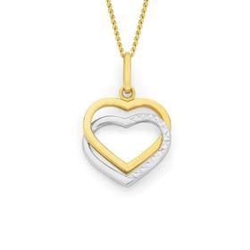 9ct-Gold-Two-Tone-Double-Heart-Pendant on sale
