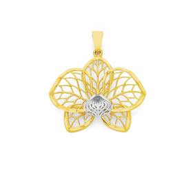 9ct-Two-Tone-Medium-Orchid-Pendant on sale