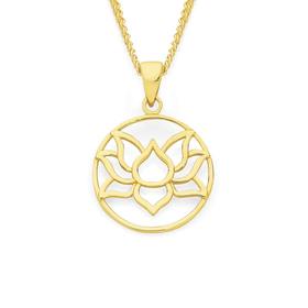 9ct+Gold+Lotus+Flower+Pendant