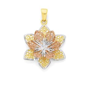 9ct-Gold-Tri-Tone-Flower-Pendant on sale