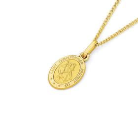 9ct+Gold+12mm+Oval+Saint+Christopher+Medallion