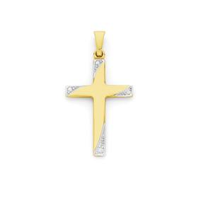 9ct-Gold-Two-Tone-24mm-Cross-Pendant on sale