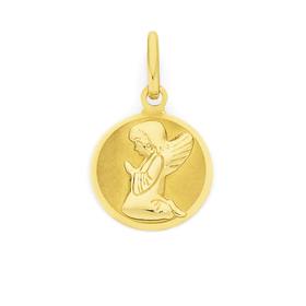 9ct-Gold-Praying-Angel-Disc-Pendant on sale