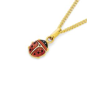 9ct+Gold+Enamel+Lady+Bug+Pendant