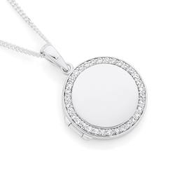 Silver+CZ+Edge+Round+Locket